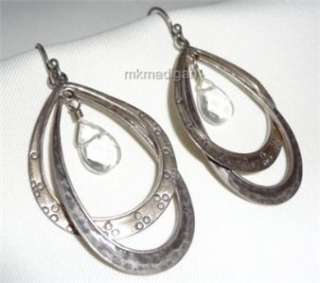 Silpada 925 Sterling Silver Double Hoop Glass Drop Earrings W1681 Gift 