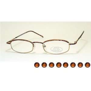   Jimmy Crystal Swarovski Reading Glasses Smoked Topaz Brown Frame +2.25
