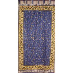   Curtain Traditional Blue Indian Window Door Panel 86in