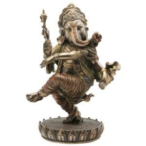 Dancing Ganesha, Hindu Elephant God of Success Statue, Bronze Powder 