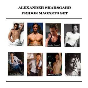 Set of 8 Alexander Skarsgard Fridge Magnets   Sexy Hunks   True Blood 
