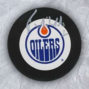 Bernie Nicholls Edmonton Oilers Autographed/Hand Signed Hockey Puck