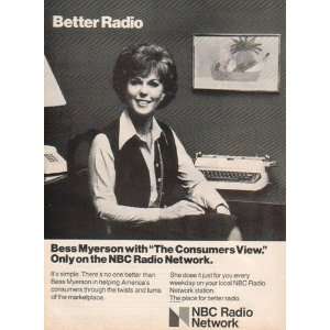  1977 Bess Myerson Consumers View NBC Radio Network Print 