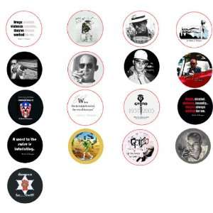  Hunter S Thompson 1 Button / Pin / Badge Set Everything 