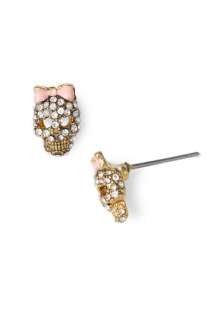 Betsey Johnson Iconic Collection Crystal Skull Stud Earrings 