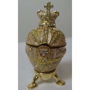 Faberge Small Easter Egg/Jevelry Box With a Crown and Real Clock 2.5 