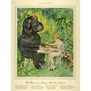  1927 Print Oliver Herford Cigar Hippo Manicure Monkey 