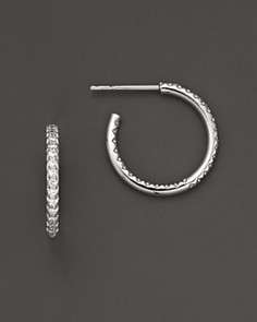   Coin 18 Kt. White Gold/Extra Small Pavé Diamond Hoop Earrings, 18 mm