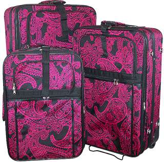 Piece Paisley Luggage Set Designer Inspired Travel Black Trim Black 