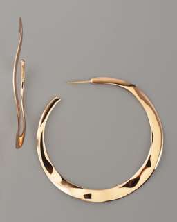 Wavy Rose Gold Hoop Earrings, Large