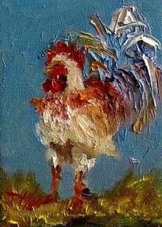 chicken rooster hen farm animal modern blue texture Delilah  