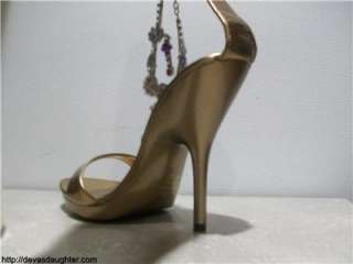 Rhinestone Ankle Strap Bronze Spike Heel Sandals/Shoes  