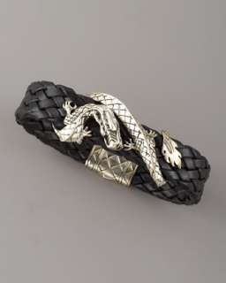 Woven Leather Dragon Bracelet, Black