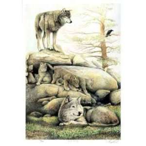  Wolf Family by Robert Pow, 14x20: Home & Kitchen