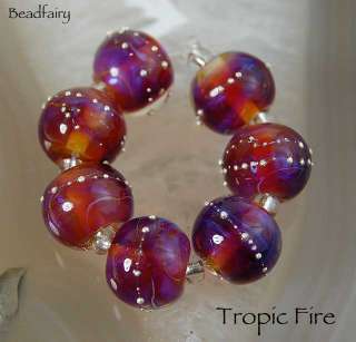 BF, Tropic Fire, Handmade Lampwork Spheres (7) SRA  