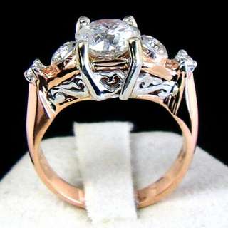   Rose Gold 1.45ctw 3 Stone Natural Round Diamond Engagement Ring  