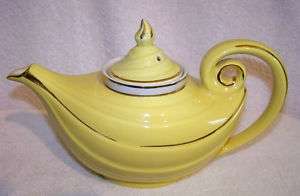 Hall Canary Yellow & Gold Aladdin Genie Teapot Tea USA  