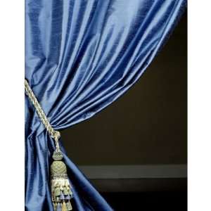    Winter Blue Textured Dupioni Silk Curtain 50x84