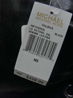 New MICHAEL KORS Large SALINAS SATCHEL LEATHER HANDBAG BAG BLACK 