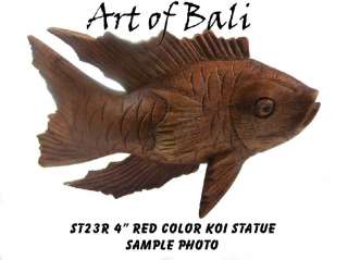Jempinis Wood Red Koi Statue Fish Carving ST23R  