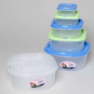  Square Plastic Food Storage Containers 5 Piece Set Case 