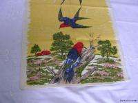 Set of 2 Vtg Linen Tea Towel Dish Unused Birds Swallows  