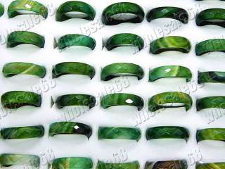 wholesale lots 100ps faceted jade green agate ring FREE  