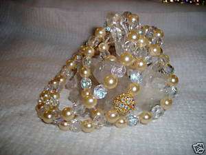 JOAN RIVERS Simulated Crystals Pearls Stretch Necklace  