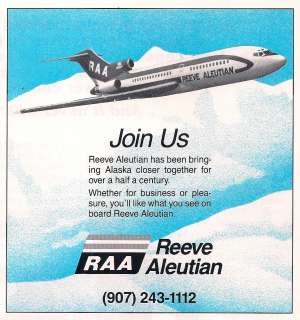REEVE ALEUTIAN AIRWAYS ALASKA 1993 BOEING 727 100 JOIN US AD  
