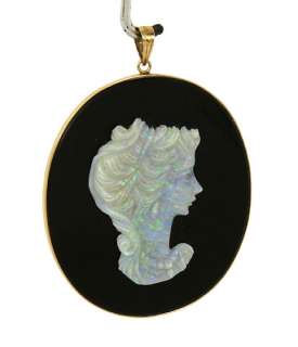 this is a vintage 14k gold and hand carved opal cameo ladies
