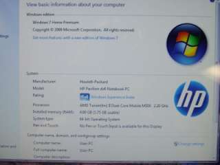 HP Pavilion dv6 2057cl Laptop 320GB HDD, DVD+/ RW Mint  