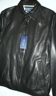   695 Polo Ralph Lauren Fine Leather Jacket BLACK Mens SMALL S  