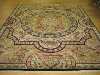   Beige Gold Hand Made Plush French Neoclassical Transitional Rug  