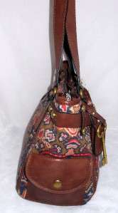 Fossil Multi Pattern Canvas Adrina Shopper Bag Purse NWT $158 