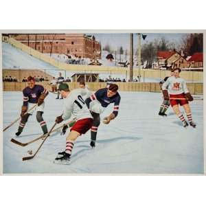  1932 Winter Olympics Canada USA Ice Hockey Match Print 