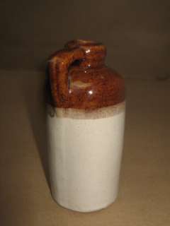 Miniature Uhl Pottery Maple Syrup Jug. Brown White, Unsigned Decal 