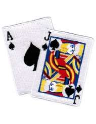 Blackjack Iron On Patch Embroidered Gambling Emblem Ace Jack of Spades 