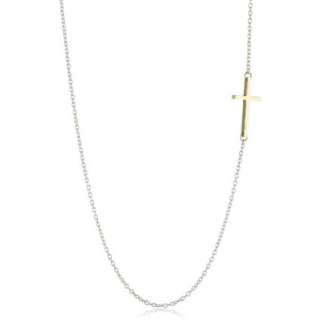 Mizuki Silver Chain Gold Side Cross Necklace   designer shoes 