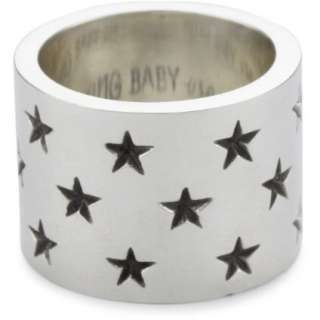 King Baby Wide Band With Stars Sterling Silver Ring, Size 10 