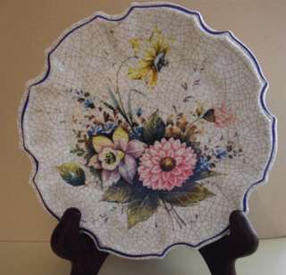 Vintage Lami Italy Flowers Crackled Plate Melamine NICE  