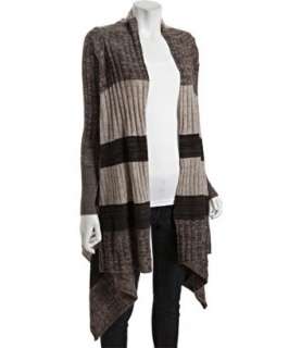 Autumn Cashmere brown ribbed cashmere colorblock draped cardigan 