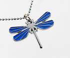 Unique Jewelfy Carved Enameled Blue Dragonfly Shaped P