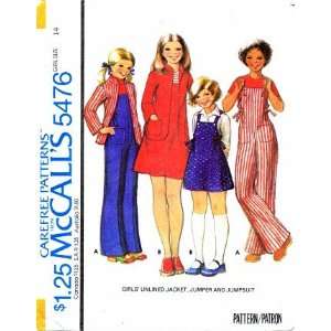  McCalls 5476 Sewing Pattern Girls Jacket Jumper Jumpsuit 