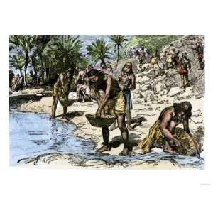  Caribbean Natives Washing Gold for the Spanish Conquerors 