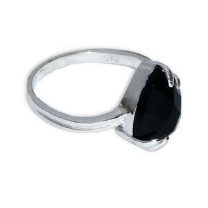  Ladies 925 Sterling Silver Band Black Onyx Ring (Size 9 