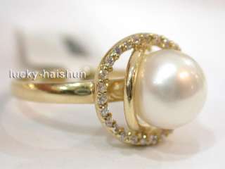 AAA white freshwater pearls Rings 14KT gold 15mm  