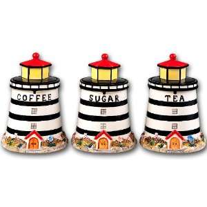    Ceramic Light House Canisters Set of 3 Canister