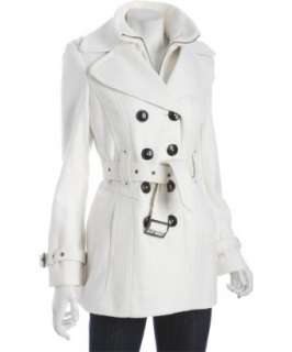 Miss Sixty ivory wool blend belted peacoat  