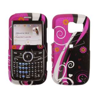 For Pantech Link P7040 Case Cover Black and Hot Pink Retro Rubberized 