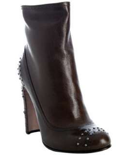 Tods dark taupe leather platform ankle boots  